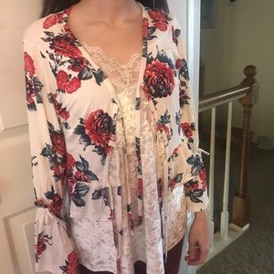 Boohoo Petite Cropped Floral Cardigan